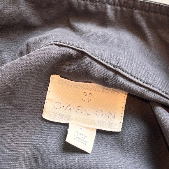 Caslon Women's XL Blue Cotton Tencel Classic Drawstring Waist Full-Zip Utility V - Picture 8 of 9